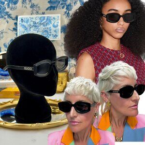 🆕 GUCCI 🧿 NWOT GG1719 001 Injection GUCCI Sunglasses, Black Acetate, Grey Lens